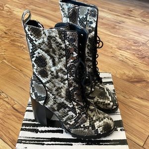 Dolce Vita Ayleen Snakeskin Print Combat Boots NWOB